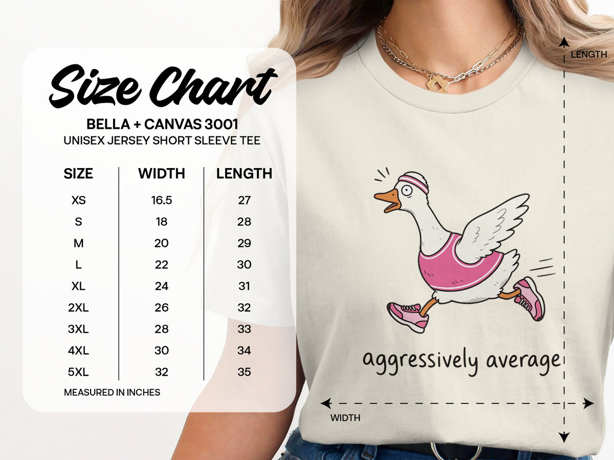 Size chart for Bella + Canvas 3001 unisex jersey short sleeve tee.