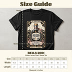 BELLA 3001 unisex tee size guide showing width and length measurements in inches.