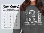 Gildan 18000 size chart for crewneck sweatshirt with 13.1 design.