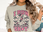 Skeleton running graphic with text "I Run So I Don't Lose My Sh*t".