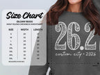 Size chart for Gildan 18000 heavy blend crewneck sweatshirt with measurements.