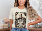 T-shirt graphic: Delusion Elixir bottle with text "XVI. The Runner" and warning.