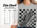 Size chart for Bella + Canvas 3001 unisex jersey short sleeve tee.